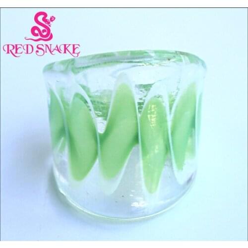 RED SNAKE Fashion Ring Handmade Floating Ribbons Translucent Murano Glass Ring No.D