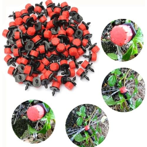 Red 100Pcs Adjustable Micro Drip Irrigation Watering Anti-clogging Emitter Dripper Watering System Automatic Hose Kits Connector