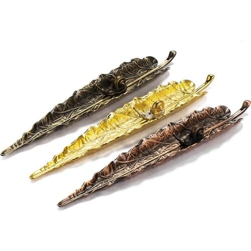 Creative Retro Copper Bodhi Leaf Incense Stick Burner Handmade Incense Holder Home Decoration Zen Censer Snails Crafts For Gifts