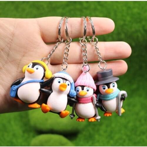 Creative Cute Cartoon Snow Penguin Keychain Soft PVC Kawaii Penguin For Women Girls Bag Charm Trinket Key Ring Key chain