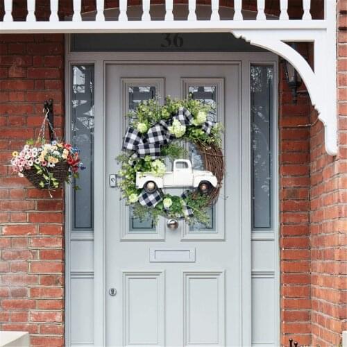 Summer Farmhouse Truck Wreath Latest Way to Welcome Summer Front Door Decor Round Door Hanging Sign xqmg Wreaths Garlands Party