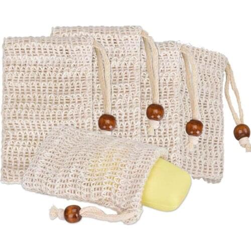 20 PC Natural Sisal Mesh Soap Saver Pouch with Drawstring Exfoliating Bath Bags for Foaming for Shower Bath, Great for Scraps