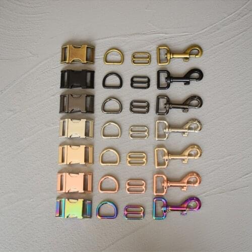 1 Set 15mm/20mm/25mm Metal Belt Straps Adjust Slider Release Buckle D Ring Webbing For Pet Dog Collar Dog Leash DIY Accessories