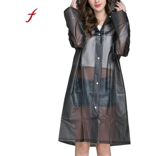 Fashion Casual Womens Rain Jacket Outdoor Transparent Waterproof Windproof Coat Outwear Black Hooded rainwear Clothes /PT