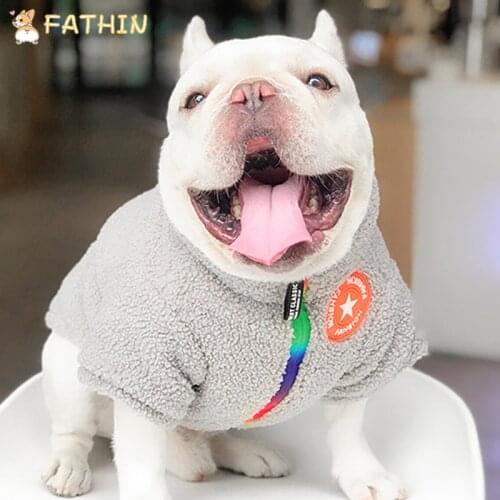 FATHIN French Bulldog Dog Winter Fleece Clothes Warm Dog Coat for Small Large Dog Clothes L-XXXL