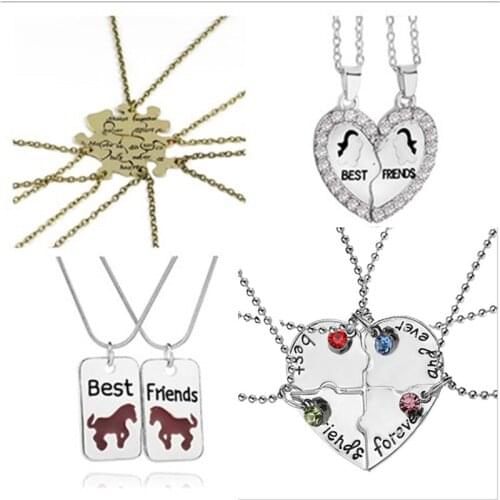A Set Best Friend Heart Friendship Pendants Necklace Girlfriends Women Accessories Of Charm Best Friend Choker Memento Gifts