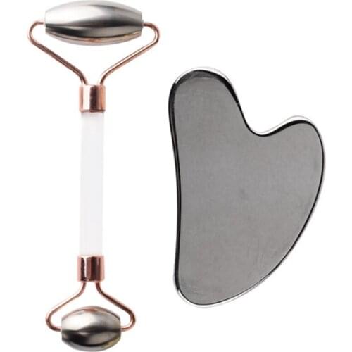 Stainless Steel Facial Roller Shaping Tool Set Facial Care Massage Neck Anti-Wrinkle Cellulite Detox Massager