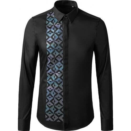 New Arrival High Quality Style Colorful Burnt Hot Stamping Youth Long Sleeve Luxury Men Casual Shirts Print Casual Size M-2XL3XL