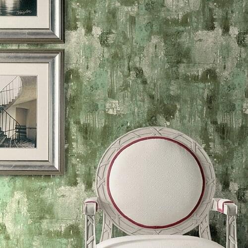 Beibehang old vintage American minimalist plain solid concrete wall wallpaper non-woven wallpaper green clothing store cafe