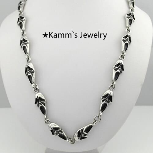 AMUMIU Charms Skull Necklace Goth Punk Chain 316L Stainless Steel Casting Biker Chain Gothic Heavy Cool Hip Hop Rock Hot KN278