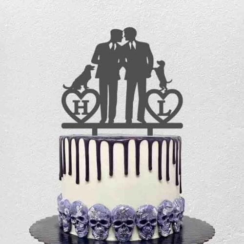 Personalized Gay Wedding Cake Topper Custom Name First Alphabet Man and Man Wedding For Gay Wedding Cake Decoration Topper