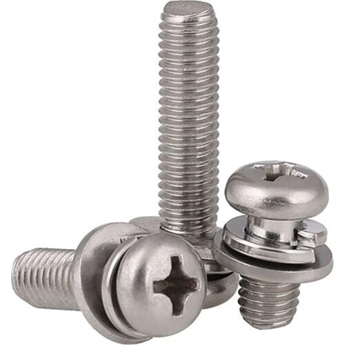 Phillips Pan Head Sping Flat Washer Sems Screws 316 A4 Stainless Screw M3 4 5 6