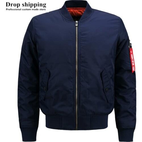 Drop shipping US Size Fashion Casual Zip up Blue Jackets Mens Bomber Jackets Winter Thick Warm Mens Coats Accept Custom Jacket