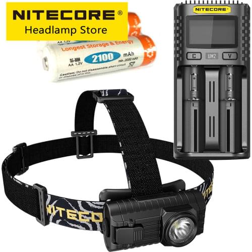 2021 Nitecore HA23 Ultra Lightweight Headlamp 250LM CREE XP-G2 S3 AA Portable 2xAA Rechargeable Battery+D2 Charger Free Shipping