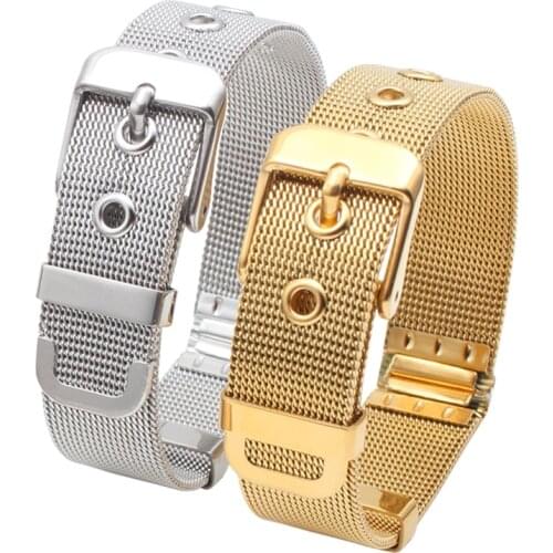 Ultrathin Ventilation Netted Watch Strap 14MM 16MM 18MM 20MM 22MM For C K DW Rose gold Metal Watch Bracelets Band