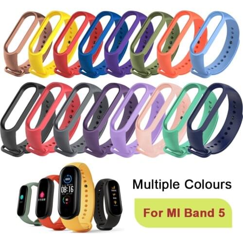 Wrist Strap For Xiaomi Mi Band 5 Strap Silicone Wristband Bracelet Replacement For Xiaomi Band 5 MiBand 5 Wrist Color Soft Strap