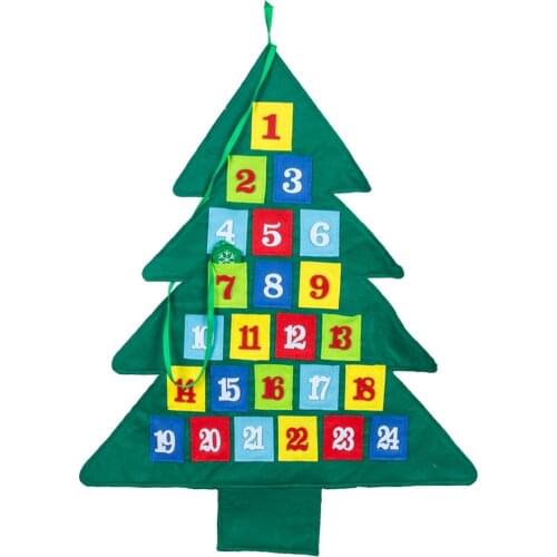 DIY Festival Living Room Home Decorative Non Woven Christmas Tree Shape Advent Countdown Calendar Pendant Hanging Ornaments