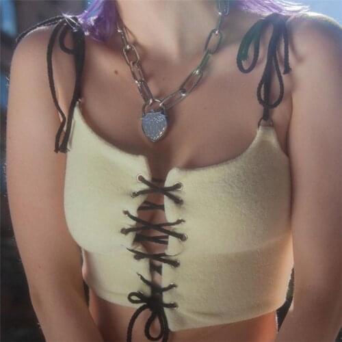 SEASONS Summer Solid Color Short Camisole Sleeveless Suspenders Lace-Up Tops With Cross-Over Design Sweet Casual Women ASVE83619