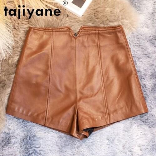 Genuine Women Streetwear Leather Shorts Female Real Sheepskin High Wasit Trousers Womens Clothing Ropa Mujer TN2327