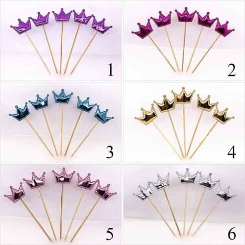 5 Pcs Crown Star Purple Red Colourful Baby Shower For Kids Cake Toppers Birthday For Cake Home Decoration Accessories Supply