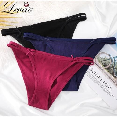 LEVAO Sexy Women Bow Cotton Panties G-String Briefs Seamless Girls T-Back Underwear Female Strap Soft Lingerie Underpants Thong