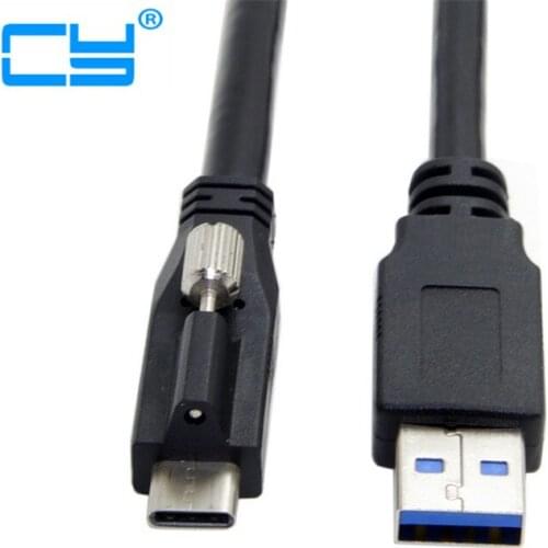 1.2m USB 3.1 Type-C USB-C Locking Connector to Standard USB3.0 Data Cable With Panel Mount Screw