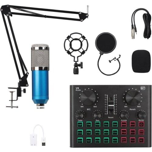 USB Live Sound Card External Bluetooth Condenser Microphone Set Interface Type Webcast 2channel with Bracket BM800