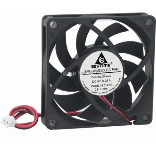 100Pcs Gdstime 70mm 70x70x15mm 5V 2Pin Brushless DC CPU Cooling Exhaust Fan 7cm 7015S