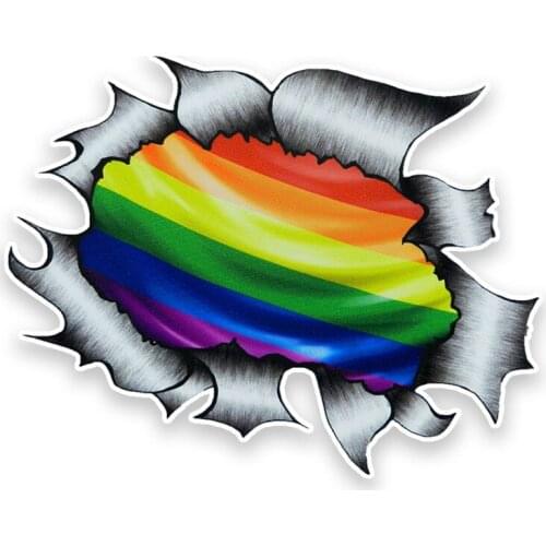 Waterproof Beautiful Gay Pride LGBT Rainbow Flag Motif External Car Sticker PVC Art Pattern KK Vinyl 16cm X 13cm