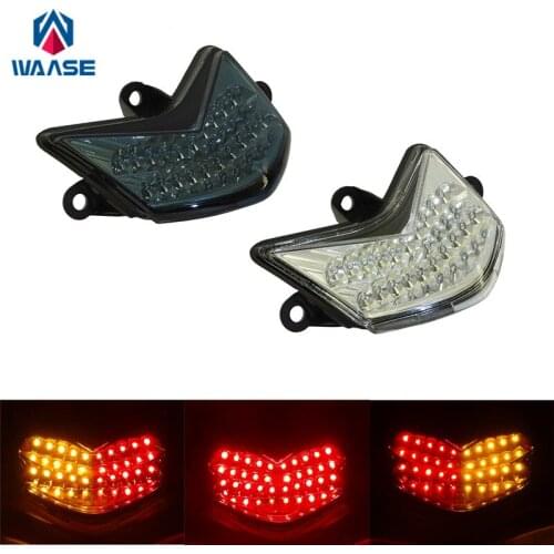 Waase For Kawasaki Ninja ZX-10R ZX 10R 2006 2007 Chrome Rear Tail Light Brake Turn Signals Integrated LED Light