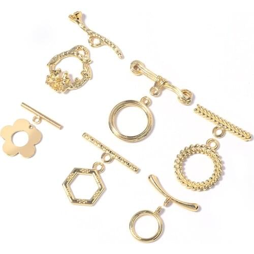 CKysee 4 sets/bag gold bracelet buckle copper plated real gold OT buckle woman jewelry DIY handmade bracelet making