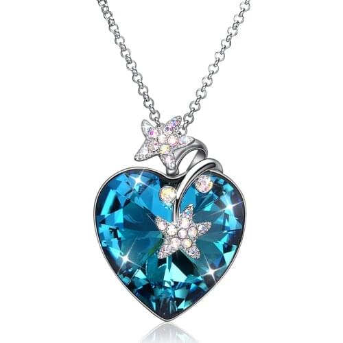 ZEMIOR Genuine Sterling Silver 925 Jewelry Shining Star Necklaces Pendant Heart Austria Crystal Necklace Women Romantic Gift