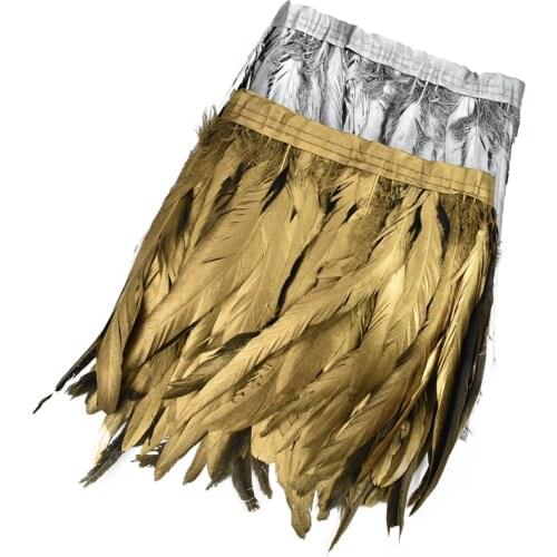 2Meters Spray Gold Silver Rooster Tail Coque Feather Trim Ribbon Golden Feathers for Crafts Clothes Carnival Decoration Plumas