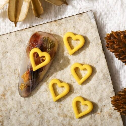 100Pcs Nail Art Resin Charms Hollow Heart Frame Design Nail Stones 8mm Heart Rhinestones Manicure DIY Nail Accessories For Salon