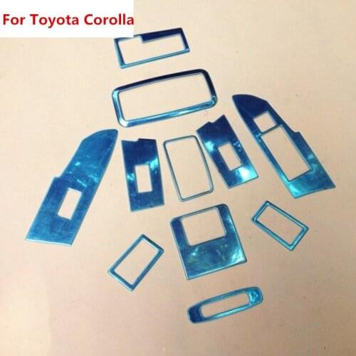 11PCS For Toyota Corolla 2014 Stainless Steel Interior Door Roof Window Headlight Switch Button Frame Air Conditional Vent
