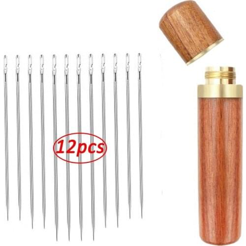 12/24Pcs Stainless Steel Elderly Needle-side Hole Blind Needle Household Hand Sewing Needless Threading Apparel Sewing Tool