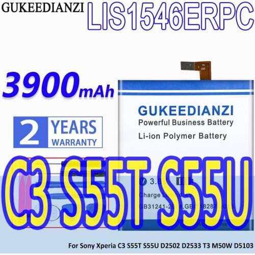 High Capacity GUKEEDIANZI Battery LIS1546ERPC 3900mAh For Sony Xperia C3 S55T S55U D2502 D2533 T3 M50W D5103