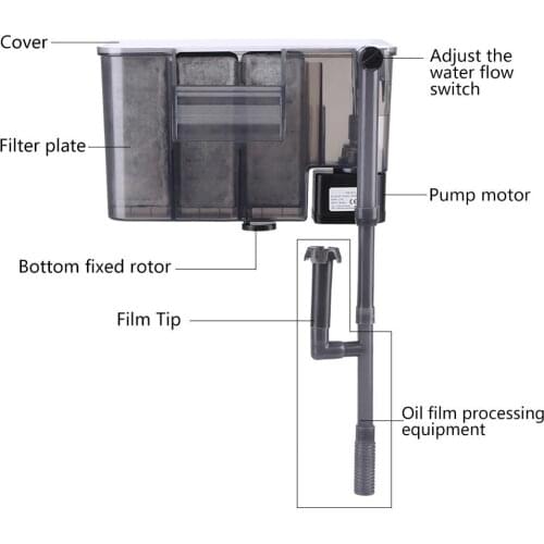 12W Aquarium Fish Tank Filter Mini External Filter External Filter Water Pump Water Filter Cotton