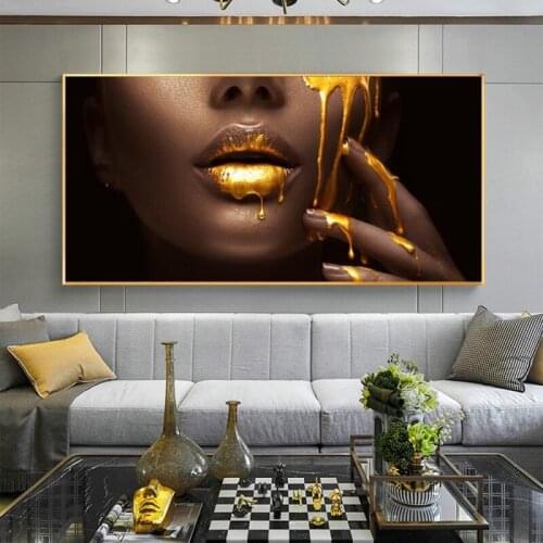Large Size African Women Face with Sexy Lips Canvas Paintings on The Wall Wall Art Pictures Posters And Prints for Home Decor