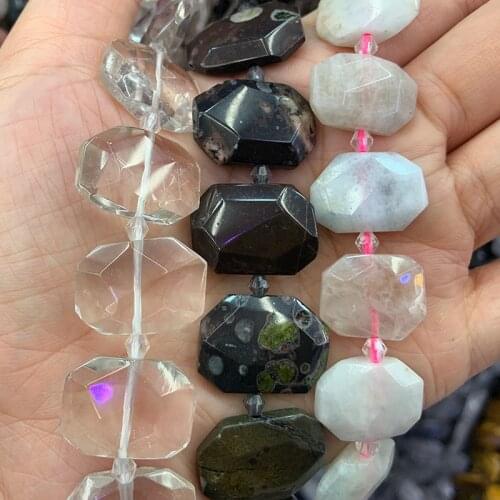 16x26mm Crystal Quartz Blood Jasper Morgan Stone Beads 15'' Square DIY Loose Beads For Jewelry Making Beads Women Necklace Gift