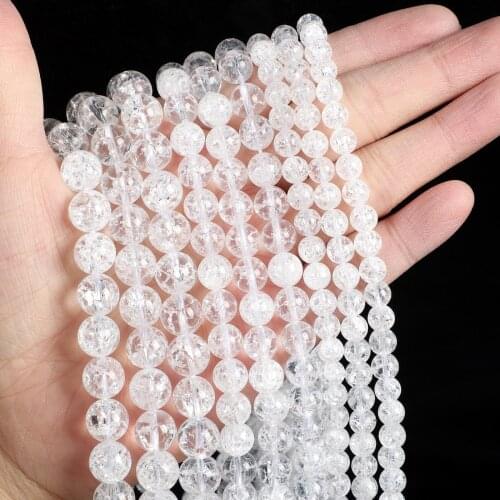 Natural Stone Beads Burst Flower Crystal Quartz Charm Round Loose Beads for Jewelry Making Needlework Bracelet DIY 4-12 MM