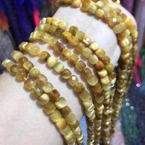 Natural Stone Beads Golden Obsidian Section Square Loose Beads Charms For DIY Necklace Bracelet Handiwork Jewelry Accessory