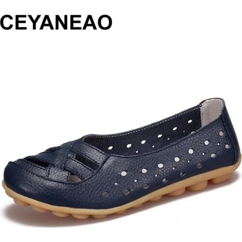 CEYANEAO Summer women ballet flats genuine leather loafers shoes slip on flat heel shoes ladies loafers ballerina flats C001