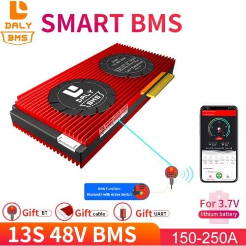 Daly 18650 smart BMS 13S 48V 150A 200A 250A Bluetooth 485 to USB device CAN NTC UART software Li-on Battery protection Board BMS
