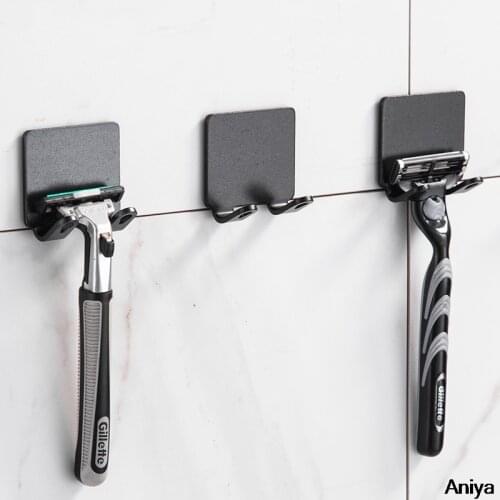 Punch Free Razor Holder Storage Black Hook Wall Men Shaving Shaver Shelf Bathroom Razor Rack Wall Bathroom Accessories set