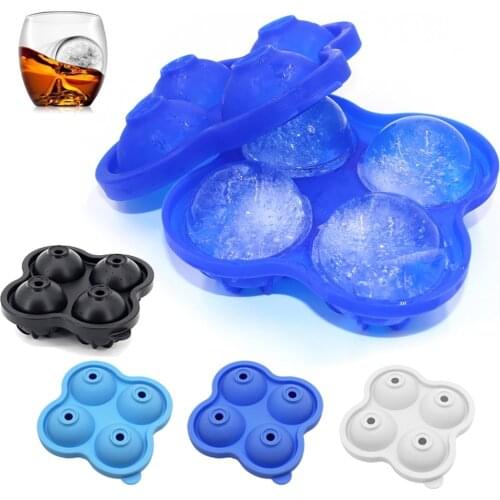 Black 4 Hole Whiskey Ice Cube Maker Ball Mold Mould Brick Round Bar Accessiories High Quality Black Color Ice Mold Kitchen Tools
