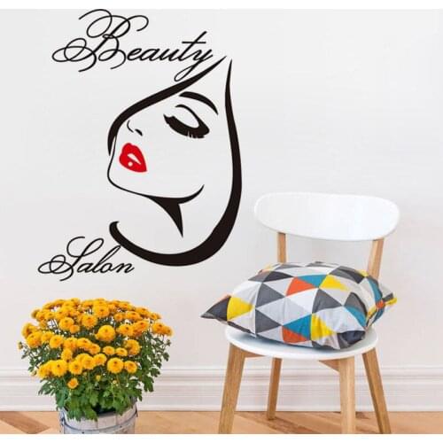 Hot Sale Self Adhesive Wall Decals Girls Beauty Salon Vinyl Wall Sticker Removable Shop Window Decor Decal Patterend Mural ZA251
