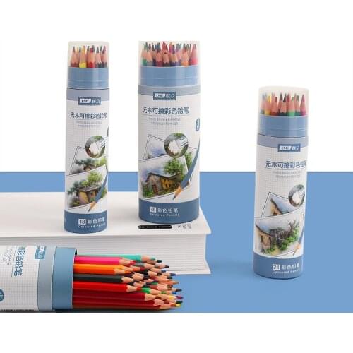 JIANWU 48 Colors/Box Erasable Color Pencil Student Professional Art Painting Set Without Wood Pencil Art Supplies for Kids