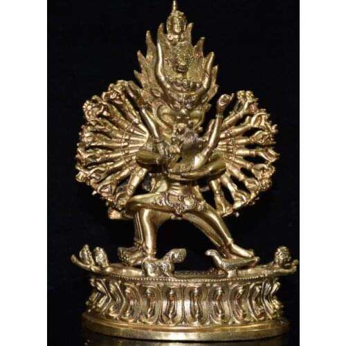 China brass archaize Tibetan thousand hand Buddha crafts statue