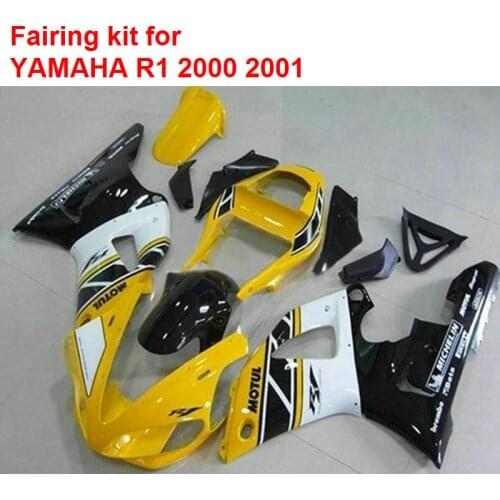Compression molding motorcycle fairings for Yamaha YZFR1 2000 2001 yellow black white fairing kit YZF R1 00 01 BA117